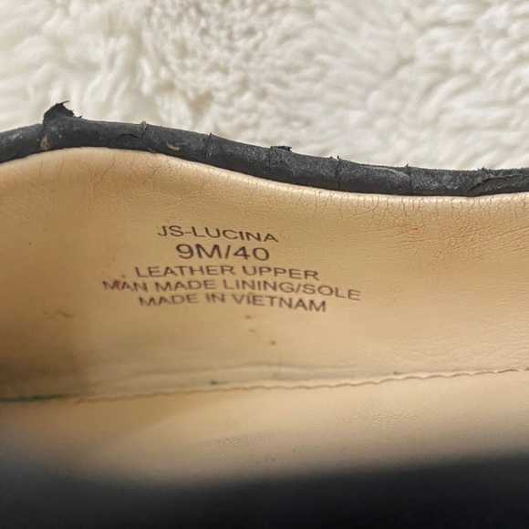 Jessica Simpson Pheona Pump Black Leather Pointed Toe Stiletto Heels Size 9 - Picture 15 of 16